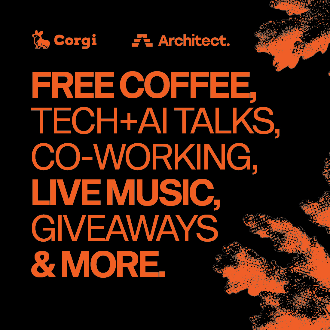 Architect x Corgi cafe event branding