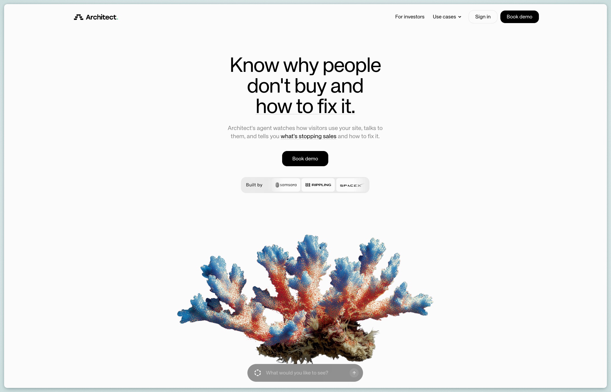 Architect landing hero — know why people don't buy